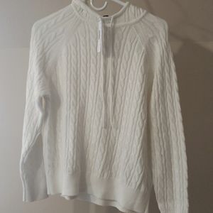 NWT JCREW cable knit cashmere blend hoodie szm